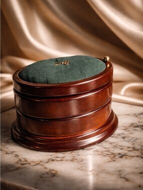 Vintage 1996 Bombay Company Wooden Jewelry Box with Velvet Top